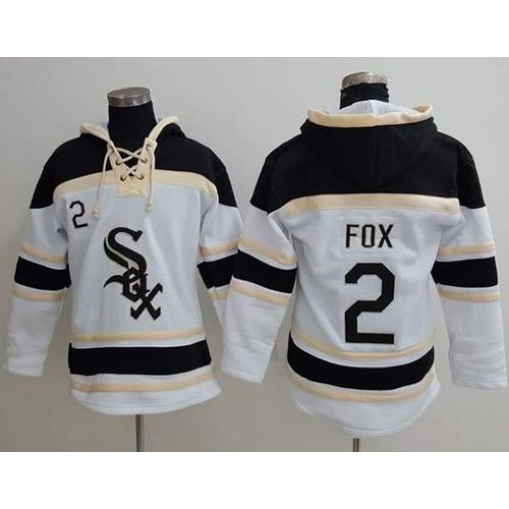 White Sox #2 Nellie Fox White Sawyer Hooded Sweatshirt MLB Hoodie