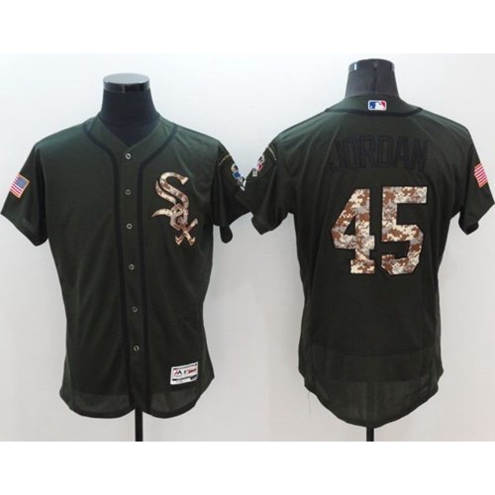 White Sox #45 Michael Jordan Green Flexbase Authentic Collection Salute to Service Stitched MLB Jersey