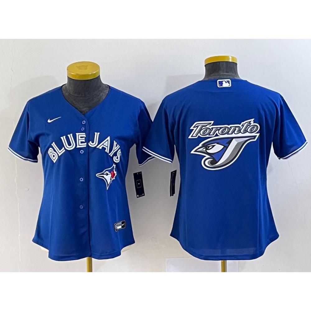 Women's Toronto Blue Jays Blue Team Big Logo Stitched Baseball Jersey(Run Small)