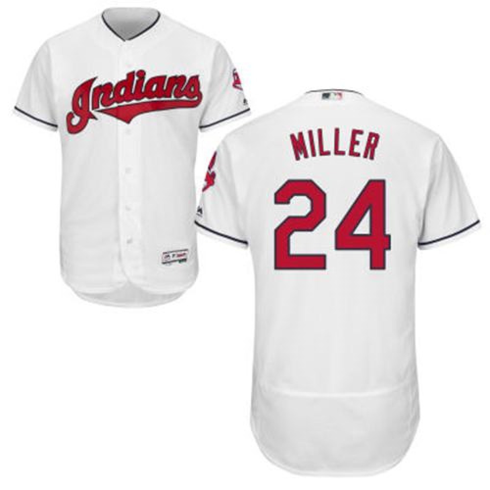 indians #24 Andrew Miller White Flexbase Authentic Collection Stitched MLB Jersey