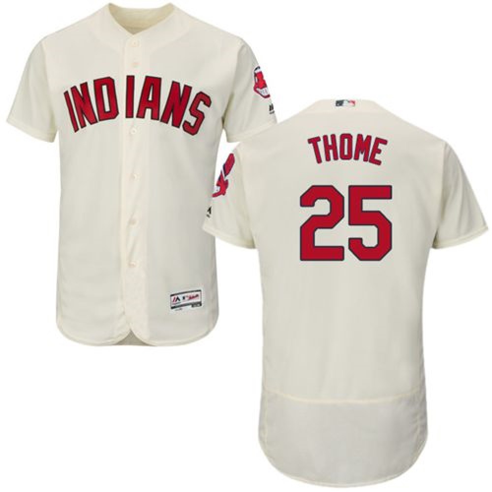 indians #25 Jim Thome Cream Flexbase Authentic Collection Stitched MLB Jersey