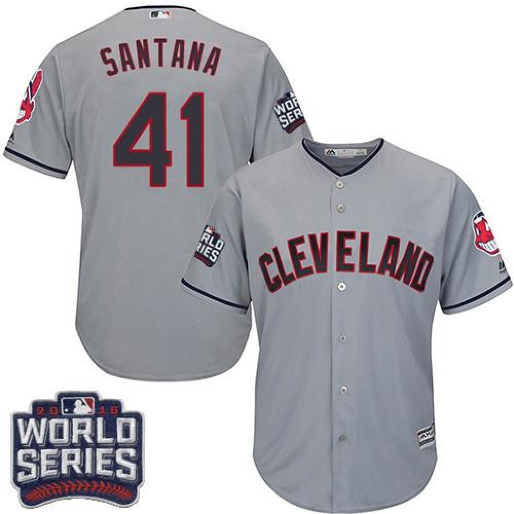 indians #41 Carlos Santana Grey Road 2016 World Series Bound Stitched Youth MLB Jersey