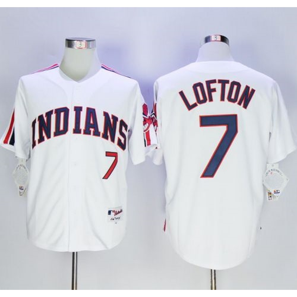 indians #7 Kenny Lofton White 1978 Turn Back The Clock Stitched MLB Jersey