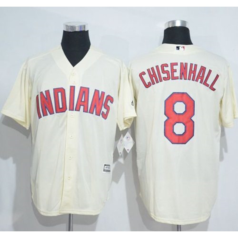 indians #8 Lonnie Chisenhall Cream New Cool Base Stitched MLB Jersey