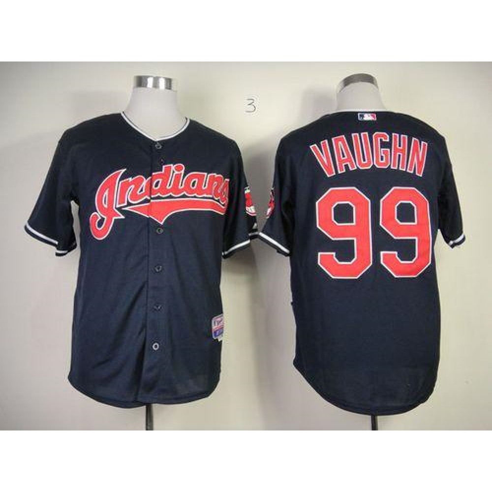 indians #99 ricky vaughn Navy Blue Cool Base Stitched MLB Jersey