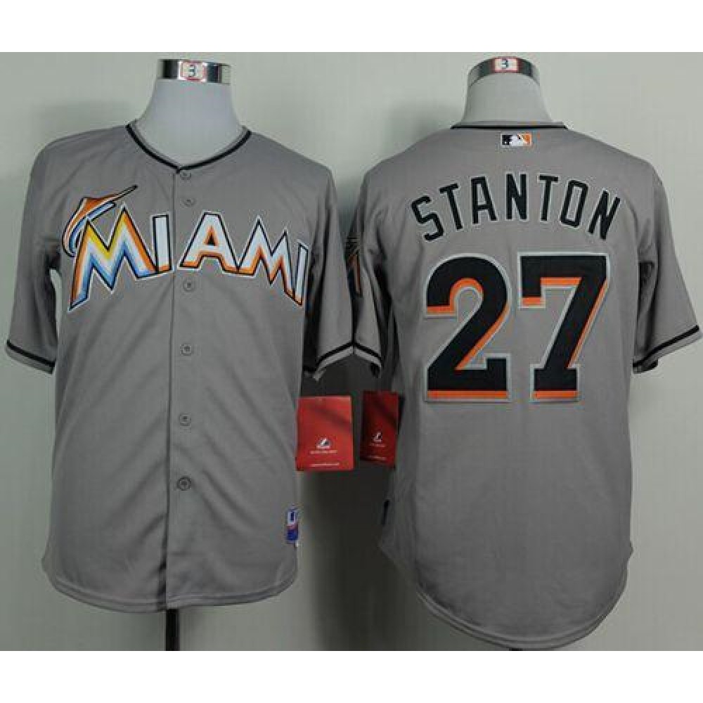 marlins #27 Giancarlo Stanton Grey 2012 Road Stitched MLB Jersey