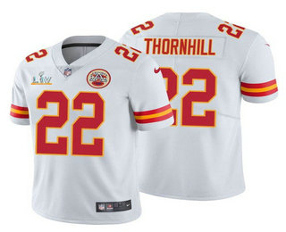 Men's Kansas City Chiefs #22 Juan Thornhill White 2021 Super Bowl LV Limited Stitched NFL Jersey