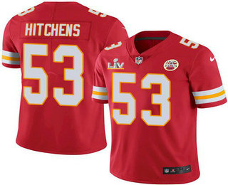 Men's Kansas City Chiefs #53 Anthony Hitchens Red 2021 Super Bowl LV Limited Stitched NFL Jersey