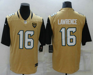 Men's Jacksonville Jaguars #16 Trevor Lawrence Gold 2016 Color Rush Stitched NFL Nike Limited Jersey