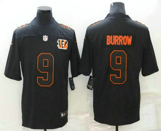 Men's Cincinnati Bengals #9 Joe Burrow Black 2021 Vapor Untouchable Stitched NFL Nike Limited Fashion Jersey