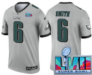 Men's Philadelphia Eagles #6 DeVonta Smith Limited Gray Inverted Super Bowl LVII Vapor Jersey