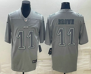 Men's Philadelphia Eagles #11 AJ Brown Gray Atmosphere Fashion Stitched Jersey