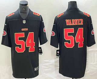 Men's San Francisco 49ers #54 Fred Warner Black Red Fashion Vapor Limited Stitched Jersey