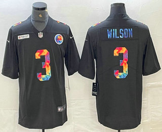 Men's Pittsburgh Steelers #3 Russell Wilson Multi Color Black 2020 NFL Crucial Catch Vapor Untouchable Nike Limited Jersey