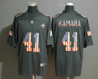 Men's New Orleans Saints #41 Alvin Kamara 2019 Black Salute To Service USA Flag Fashion Limited Jersey