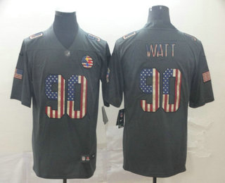 Men's Pittsburgh Steelers #90 T. J. Watt 2019 Black Salute To Service USA Flag Fashion Limited Jersey