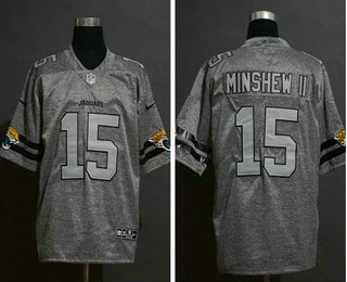 Men's Jacksonville Jaguars #15 Gardner Minshew II 2019 Gray Gridiron Vapor Untouchable Stitched NFL Nike Limited Jersey