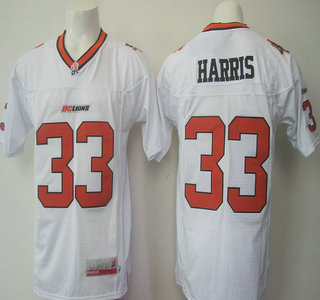 CFL BC Lions #33 Andrew Harris White Jersey