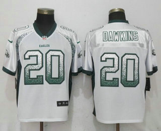 Men's Philadelphia Eagles #20 Brian Dawkins White Drift Stitched NFL Nike Fashion Jersey