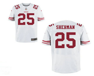 Men's San Francisco 49ers #25 Richard Sherman White Road Stitched NFL Nike Elite Jersey