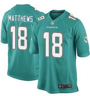 Men's Miami Dolphins #18 Rishard Matthews Aqua Green Team Color NFL Nike Elite Jersey