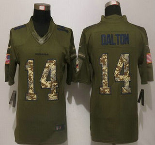 Men's Cincinnati Bengals #14 Andy Dalton Green Salute to Service 2015 NFL Nike Limited Jersey