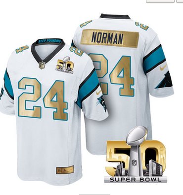 Pre Order Carolina Panthers Jersey 24 Josh Norman White Super Bowl 50th Limited Jerseys