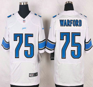 Detroit Lions #75 Larry Warford White Road NFL Nike Elite Jersey