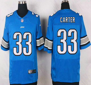 Detroit Lions #33 Alex Carter Light Blue Team Color NFL Nike Elite Jersey