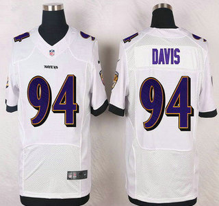 Baltimore Ravens #94 Carl Davis White Road NFL Nike Elite Jersey