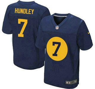 Men's Green Bay Packers #7 Brett Hundley Alternate Navy Blue Stitched NFL Nike Elite Jersey