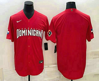 Men's Dominican Republic Baseball Blank 2023 Red World Classic Stitched Jerseys