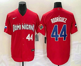 Men's Dominican Republic Baseball #44 Julio Rodriguez Number 2023 Red World Classic Stitched Jerseys