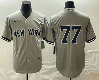 Men's New York Yankees #77 Clint Frazier Gray Cool Base Stitched Jersey