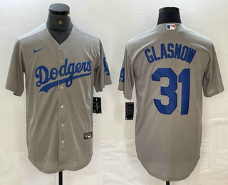 Men's Los Angeles Dodgers #31 Tyler Glasnow Grey Stitched Cool Base Nike Jersey