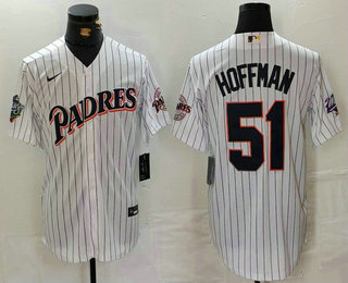 Men's San Diego Padres #51 Trevor Hoffman White Pinstripe Nike Jersey