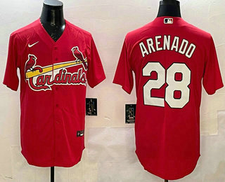 Men's St Louis Cardinals #28 Nolan Arenado Red Stitched Cool Base Nike Jersey