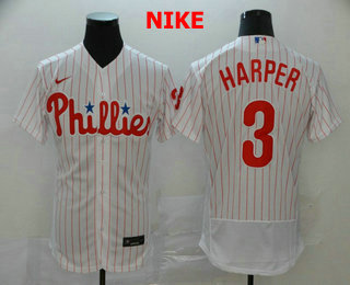 Men's Philadelphia Phillies #3 Bryce Harper White Home Stitched MLB Flex Base Nike Jersey