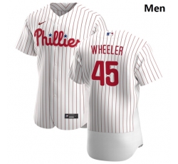 Philadelphia Phillies 45 Zack Wheeler Men Nike White Home 2020 Authentic Player MLB Jersey