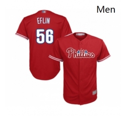 Mens Philadelphia Phillies 56 Zach Eflin Replica Red Alternate Cool Base Baseball Jersey