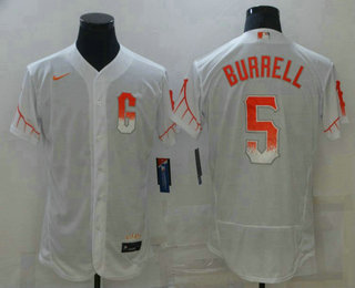 Men's San Francisco Giants #5 Pat Burrell White 2021 City Connect Stitched MLB Flex Base Nike Jersey