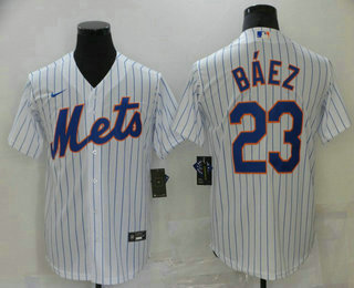 Men's New York Mets #23 Javier Baez White Stitched MLB Cool Base Nike Jersey