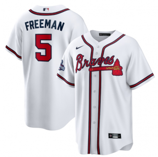 Men's White Atlanta Braves #5 Freddie Freeman 2021 World Series Champions Cool Base Stitched Jersey