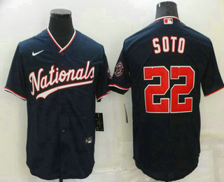 Men's Washington Nationals #22 Juan Soto Navy Blue Stitched MLB Cool Base Nike Jersey