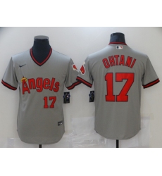 Men's Nike Los Angeles Angels #17 Shohei Ohtani Gray Throwback Baseball Jersey