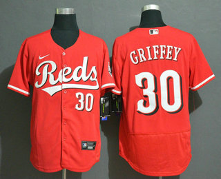 Big Size Cincinnati Reds #30 Ken Griffey Jr Red Stitched MLB Flex Base Nike Jersey