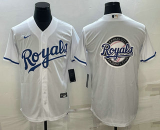 Men's Kansas City Royals Big Logo White Stitched MLB Cool Base Nike Jersey