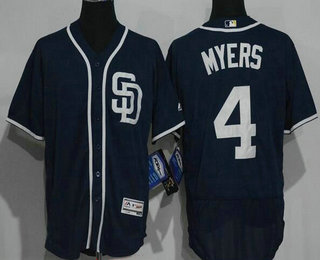 Men's San Diego Padres #4 Wil Myers Navy Blue Stitched MLB 2016 Majestic Flex Base Jersey