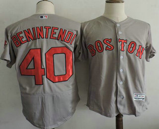 Men's Boston Red Sox #40 Andrew Benintendi Gray Road Stitched MLB 2016 Majestic Flex Base Jersey