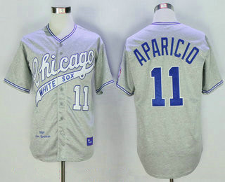 Men's Chicago White Sox #11 Luis Aparicio 1969 Gray Wool Throwback Jersey